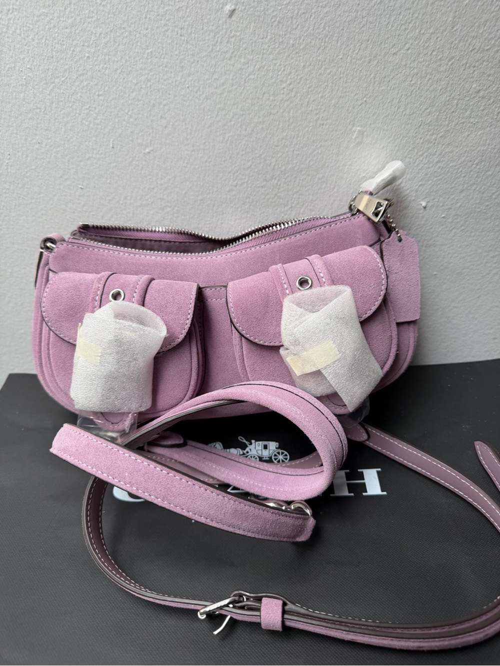 Coach Suede Ashton Bag Silver Hardware Purple